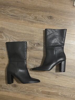 Charles By Charles David -Black Mid-Calf Block Heel Women's Boots Size 8